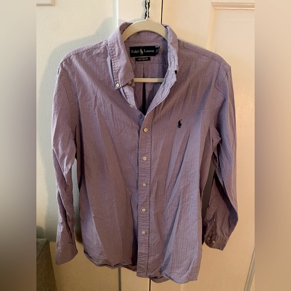 Ralph Lauren long-sleeved button-down striped shirt, men's XXL cotton Navy blue Vintage Second Hand